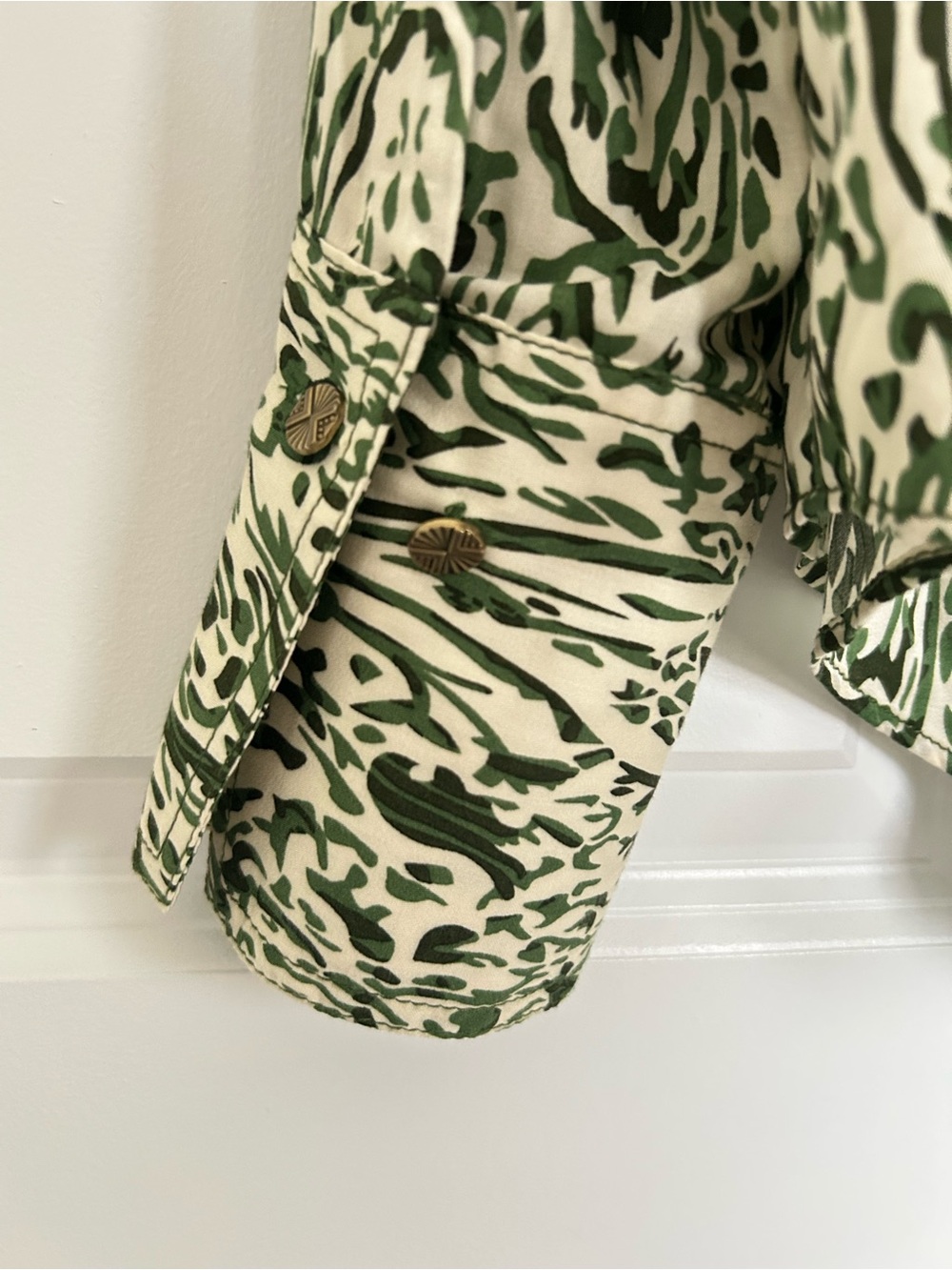 Zara Green & Cream Paisley Print Long-Sleeve Blouse - Picture 3 of 4